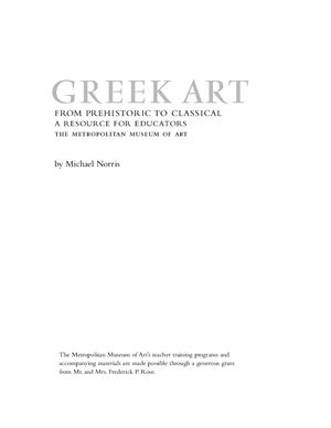 Norris M. Greek Art: From Prehistoric to Classical