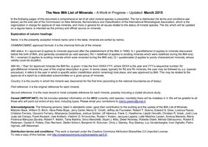Список минералов по ММА, март 2015 (IMA list of Minerals, march 2015)