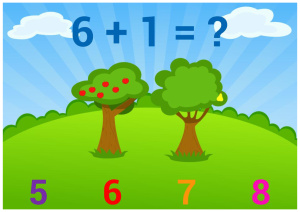 Математические примеры. Счет фруктов на деревьях