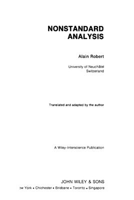 Robert A. Nonstandard Analysis