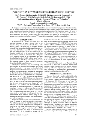 Bobrov Yu.P. et. al Purification of vanadium by electron-beam melting (Электронно-лучевая плавка ванадия)
