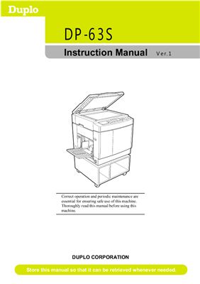 Duplo DP 63S Instruction Manual ver.1