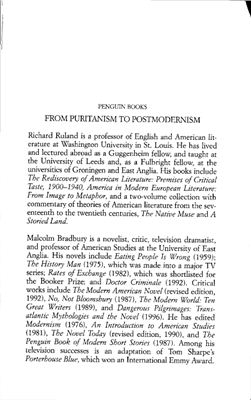 Ruland Richard, Bradbury Malcolm. From Puritanism to Postmodernism: A History of American Literature