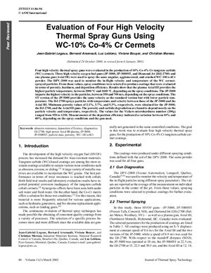Journal of Thermal Spray Technology 2002. Vol. 11, №01