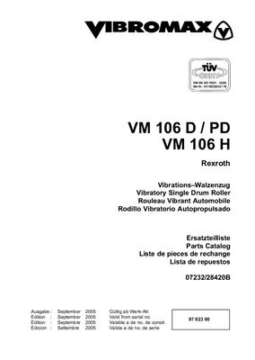 Каток вибрационный JCB Vibromax VM 106 D / PD, VM 106 H, Parts Catalog (Каталог запасных частей)