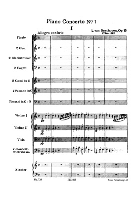 Бетховен Л. Концерт №1 до мажор для фортепиано с оркестром. Партитура