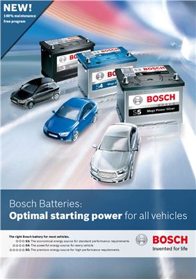 Bosch Robert. Bosch batteries: optimal starting power for all vehicles