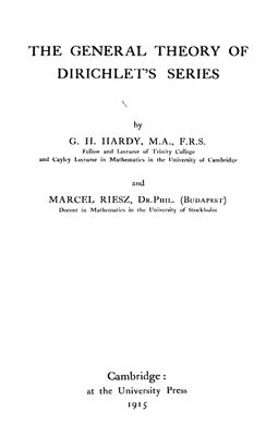 Hardy G.H., Riesz M. The general theory of Dirichlet's series