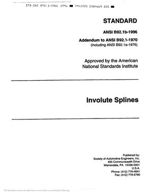 ANSI B92.1b-1996 Involute Splines