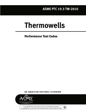 ASME PTC 19.3 TW-2010 Thermowells. Performance Test Codes