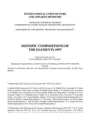 Rosman K.J.R, Taylor P.D.P. Isotopic Compositions of the Elements 1997