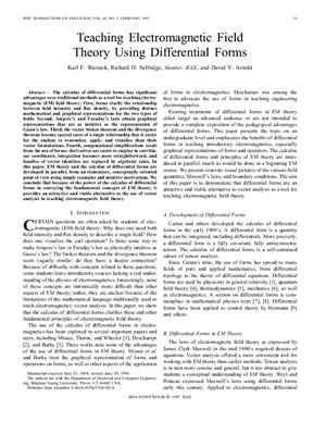 Warnick K., Selfridge R., Arnold D. Teaching Electromagnetic Field Theory Using Differential Forms