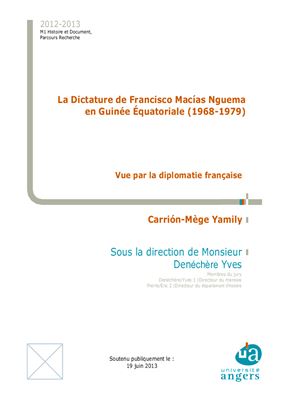 Carrión-Mège Y. La Dictature de Francisco Macías Nguema en Guinée Équatoriale (1968-1979)