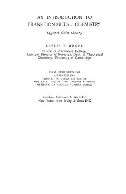 Оргел Л. Введение в химию переходных металлов (теория поля лигандов)
