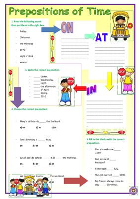 Предлоги времени - Prepositions of time - worksheet