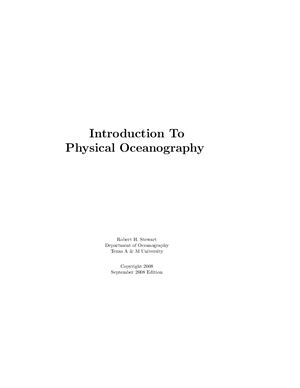 Robert H. Stewart Introduction To Physical Oceanography
