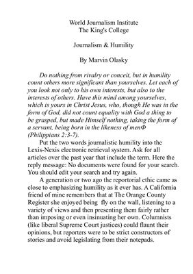 Olansky M. Journalism &amp; Humility