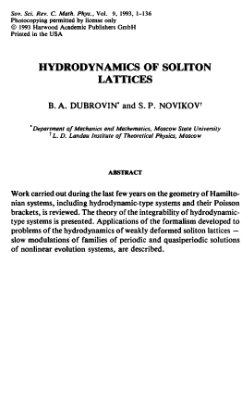 Dubrovin B.A., Novikov S.P. Hydrodynamics of Soliton Lattices