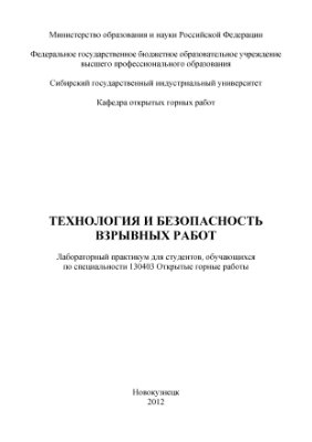 Федоренко А.И., Чаплыгин В.В., Стафеев А.А. Технология и безопасность взрывных работ