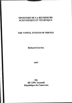 Gravina R. The Vowel System of Mbuko