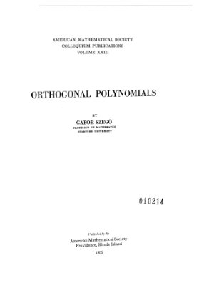 Szego G. Orthogonal polynomials