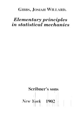 Gibbs J.W. Elementary principles in statistical mechanics