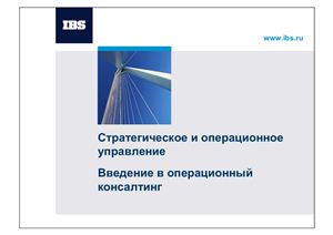 IBS. Стратегическое и операционное управление