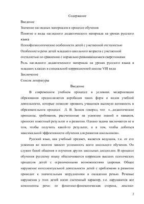 Роль наглядного дидактического материала на уроках русского языка в школе 8 вида