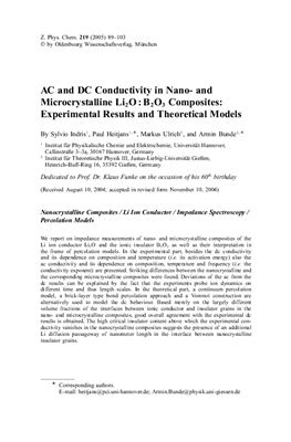 Indris S., Heitjans P., Ulrich M., Bunde A. AC and DC conductivity in nano and microcrystalline Li2O: B2O3 composites
