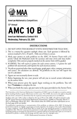 American Mathematics Contest 10B (AMC 10) 2011