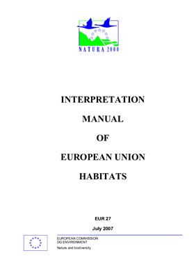 The Interpretation Manual of European Union Habitats (NATURA2000). EUROPEAN COMMISSION DG ENVIRONMENT