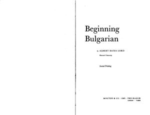 Lord A.B. Beginning Bulgarian