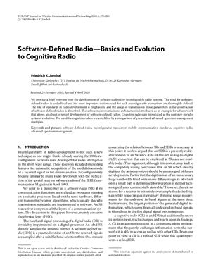 Jondral F.K. Software-De?ned Radio - Basics and Evolution to Cognitive Radio