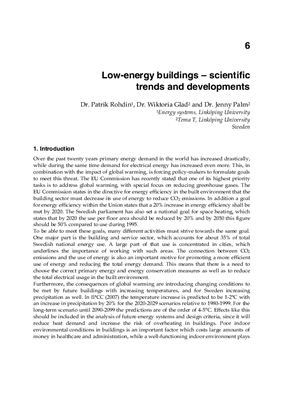 Rodhin P., Glad W., Palm J. Low-energy buildings - scientific trends and developments (Здания с низким энергопотреблением - научные тенденции и разработки)