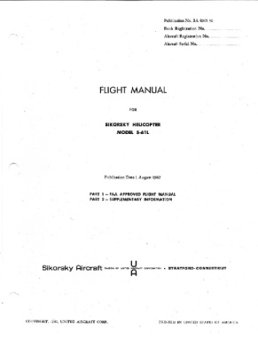 Flight manual for Sikorsky helicopter model S-61L. 1962