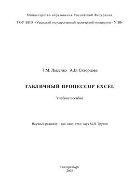 Лысенко Т.М., Скворцова А.В. Табличный процессор Excel