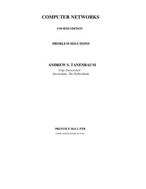 Tanenbaum A. Solution manual to Computer Networks