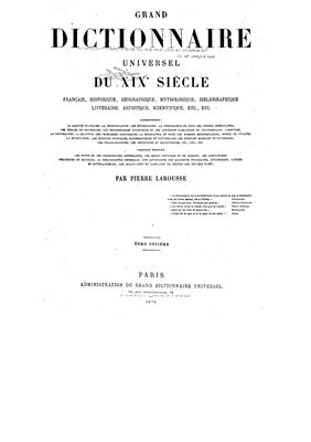 Larousse P., Grand dictionnaire universel du XIXe siècle. Tom 11 (Memo-O) [Большой универсальный словарь XIX в.]