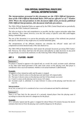 FIBA Official interpretations of baketball rules 2010