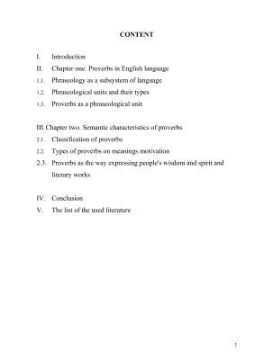 Дипломная работа: Semantic features of English proverbs