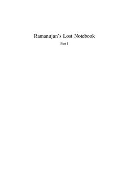 Andrews G.E., Berndt B.C. (eds.) Ramanujan's Lost Notebook. Part I