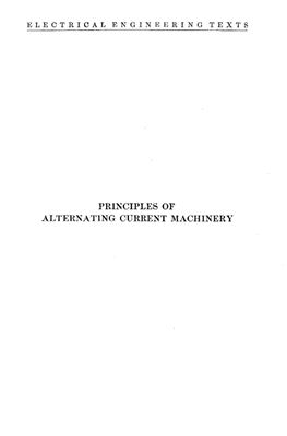 Lawrence R. Principles of Alternating Current Machinery