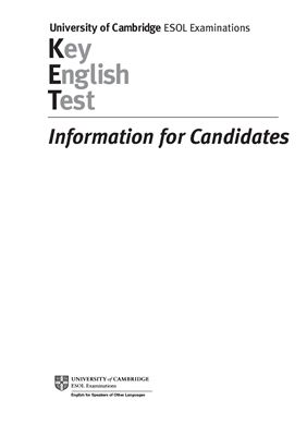 Key English Test (KET) Info for candidates