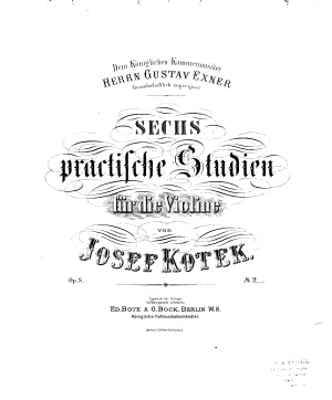 Котек Иосиф. Шесть практических этюдов для скрипки, Op.8