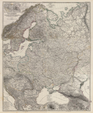 Карта Европейской России 1875 года из Stielers Handatlas