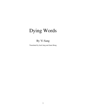 Yi Sang. Dying Words