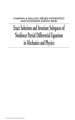 Galaktionov V.A., Svirshchevskii S.R. Exact Solutions and Invariant Subspaces of Nonlinear Partial Differential Equations in Mechanics and Physics