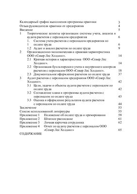 Отчет по практике - Учет расчетов с персоналом предприятия на примере Север Лес Холдинг