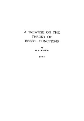 Ватсон Г.Н. Теория бесселевых функций. Часть первая