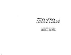Jacobson Michael D. Pros and Cons - Debater's handbook